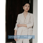 芝美日禾 醋酸老钱风连扣西装+连扣马甲+垂感直筒裤通勤三件套