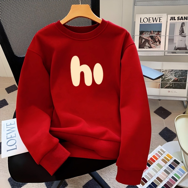 红色卫衣男潮牌百搭长袖