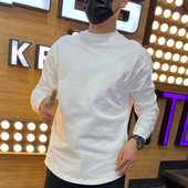 薄款 t恤打底衫 长袖 秋季 男士 修身 圆弧净版 圆领上衣百搭纯色卫衣男