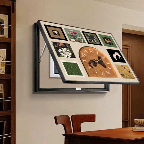 2025新款金钱豹电表箱装饰画 画带钟表高档配电箱遮挡画 画中古风