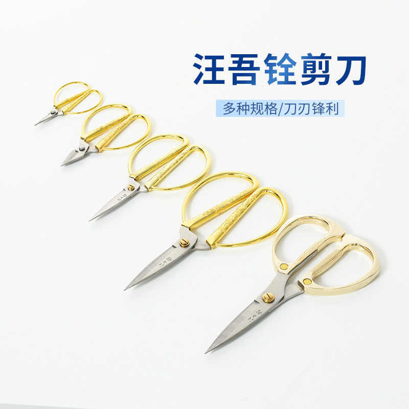 汪吾铨金色合金家用剪刀手工婚庆老人剪纸剪DIY布幼儿园无纺布剪