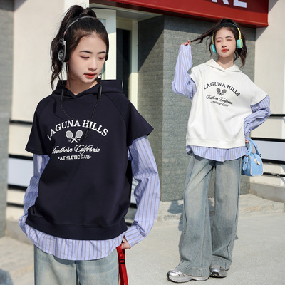 【CC家居控】女大童假两件卫衣YC25WY10571