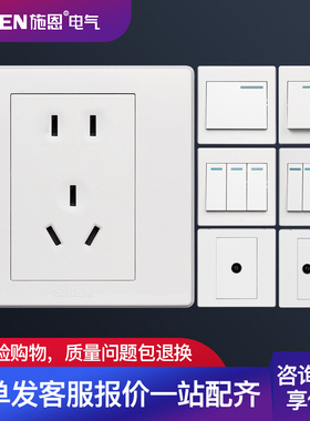 施恩/SHIEN开关插座 5五孔二三插带一开双控86型家用暗装墙壁面板