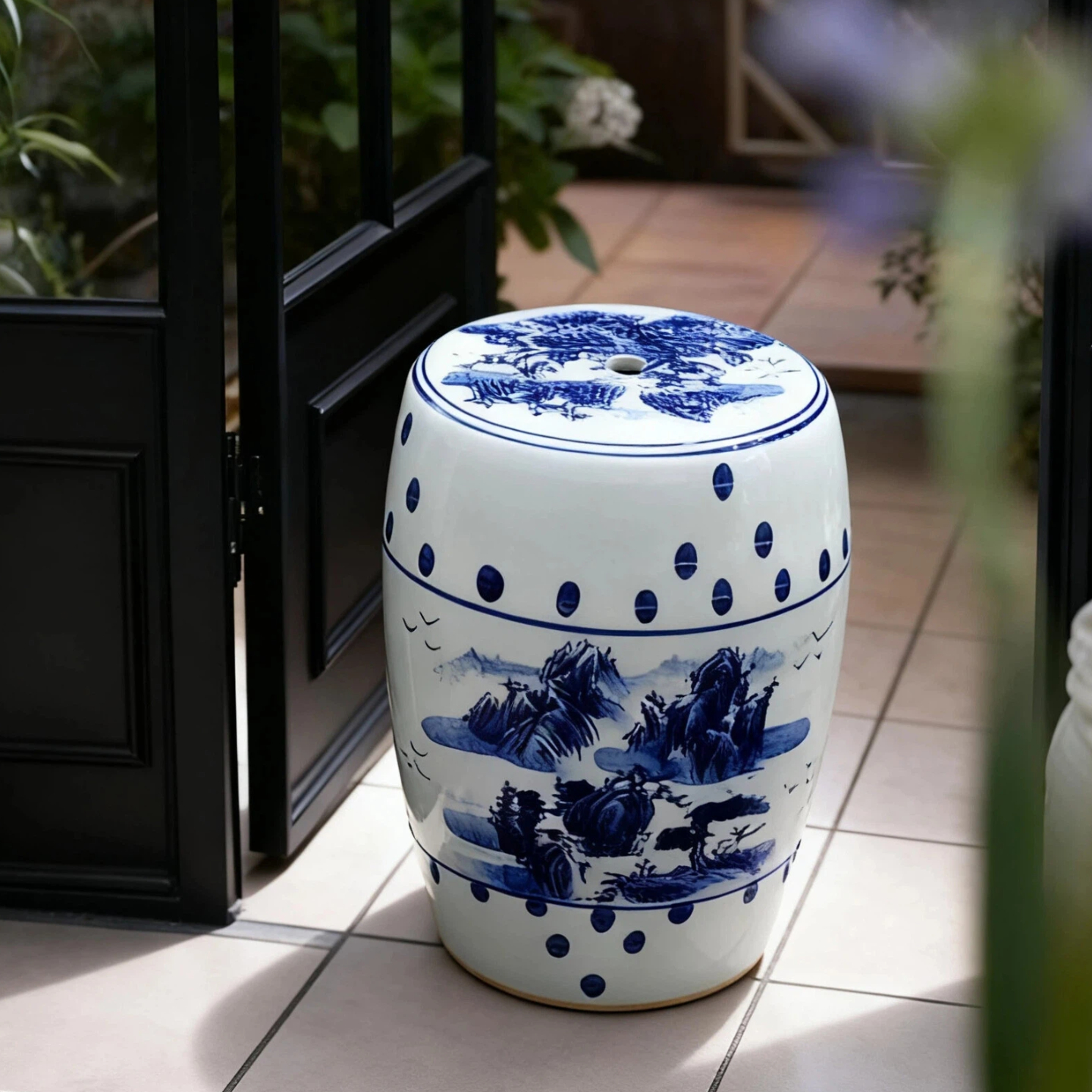 【山水之间】陶瓷鼓凳摆件