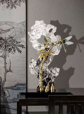 现代轻奢透明树脂蜻蜓摆件