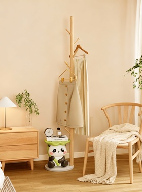 可爱木质熊猫落地衣架摆件