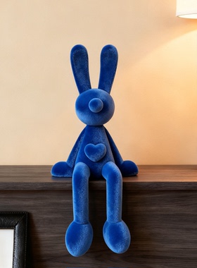 可爱蓝毛绒兔子公仔钥匙扣