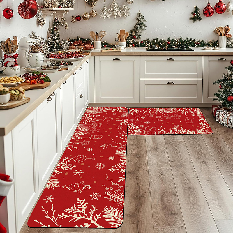 厨房地垫圣诞防滑防油可擦免
