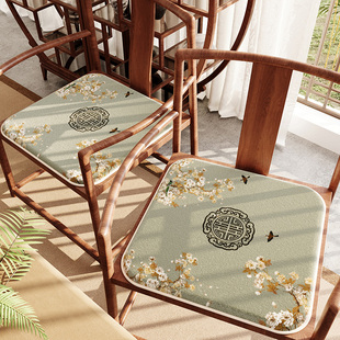 新中式秋冬毛绒红木沙发坐垫茶桌茶椅子太师圈椅座垫子防滑可拆洗