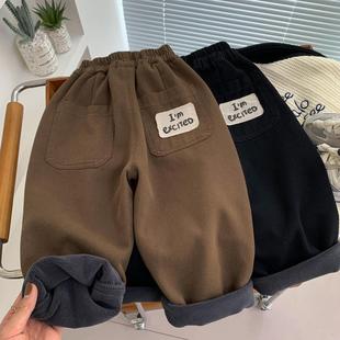 加绒休闲裤 子小童加厚棉布长裤 冬季 男童洋气百搭裤 2025新款 儿童装