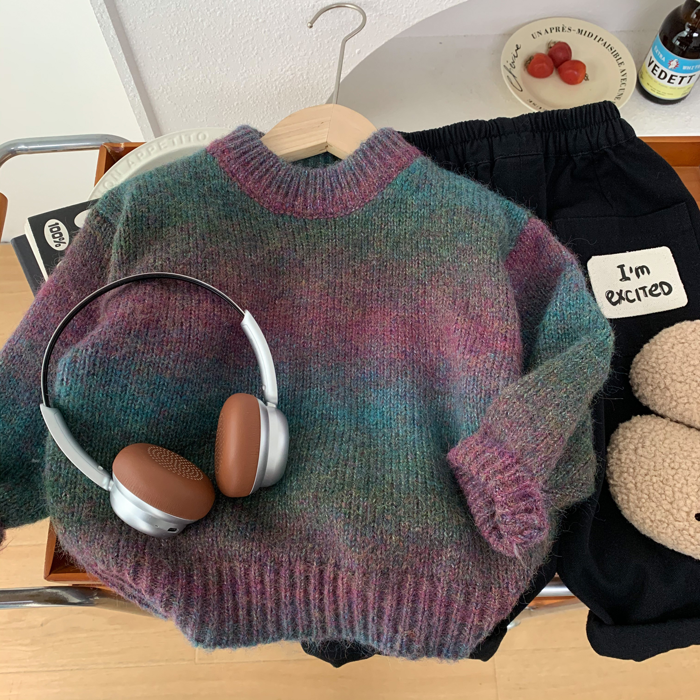 男孩时尚渐变针织衫秋冬打底毛衣