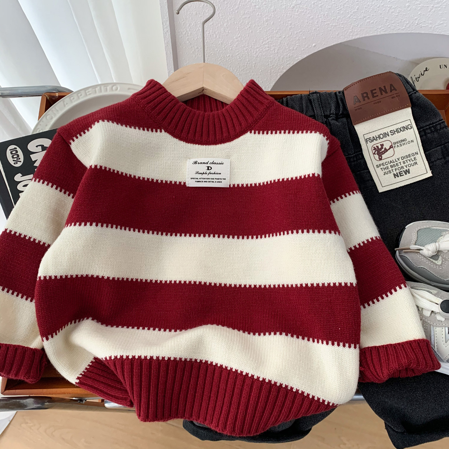 中小童毛衣打底衫秋冬条纹针织衫