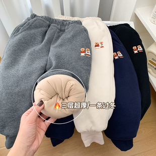 中小童洋气卫裤 加厚保暖儿童三层夹棉一条过冬休闲裤 棉裤 男童冬季