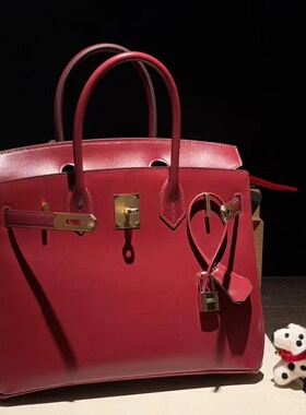 BOX皮普皮铂金包30女士手提包手工女包金扣带锁私人定制红色