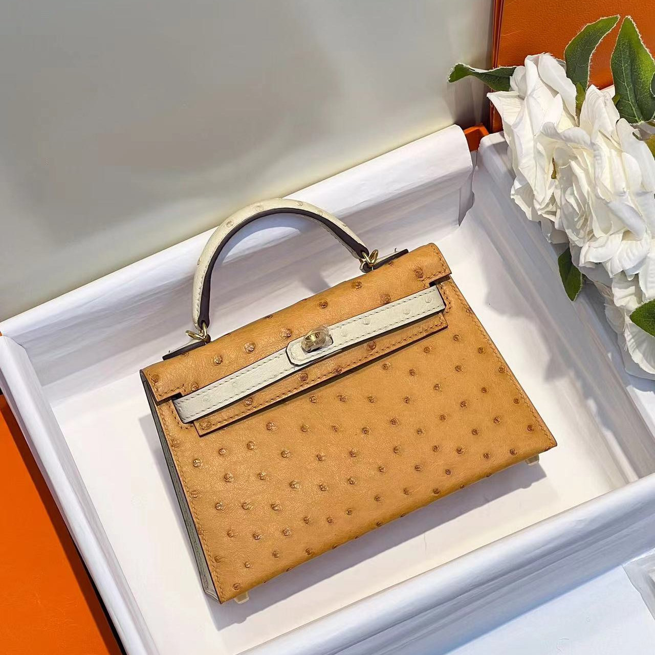 撞色进口南非鸵鸟kl凯莉二代mini女士真皮时尚百搭包包手工定制,箱包皮具/热销女包/男包,通用款女包,淘宝优惠券,粉丝福利购,淘宝优惠卷