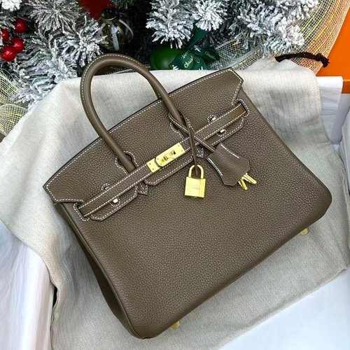 进口原厂togo皮大象灰全手工蜡线内缝女士手提包铂金25女包高版本