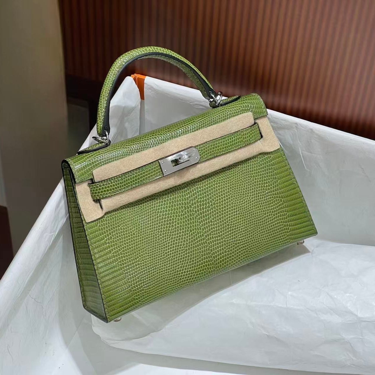 青绿色HCP进口蜥蜴皮迷你mini凯莉二代女士单肩斜挎小包纯手工,箱包皮具/热销女包/男包,通用款女包,淘宝优惠券,粉丝福利购,淘宝优惠卷