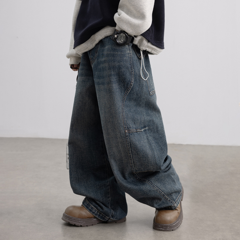 男童加绒牛仔裤秋冬款2025新款儿童冬季一体绒加厚裤子大男孩冬装