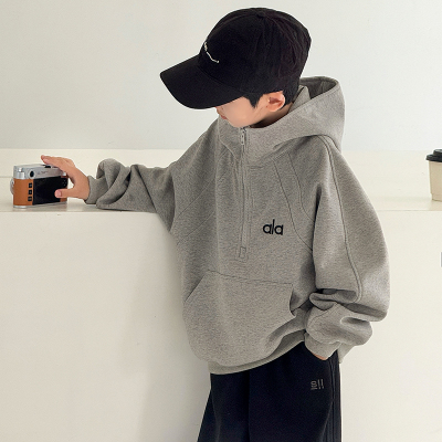 男童加绒卫衣秋冬款2025新款儿童装冬季一体加厚连帽上衣大童冬装