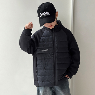 男童轻薄羽绒服外套2025新款中大儿童装加厚冬装男孩保暖衣服潮酷