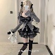 亚文化灰色洛丽塔套装 针织蕾丝吊带三件套蓬蓬半身裙y2k 女春新款