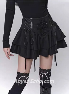 y2k辣妹幽灵少女十字架黑色短裙朋克风亚文化穿搭哥特风半身裙子