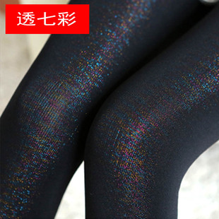 踩脚保暖秋裤 假透肉打底裤 女加绒加厚一体透亮七彩色高腰外穿大码