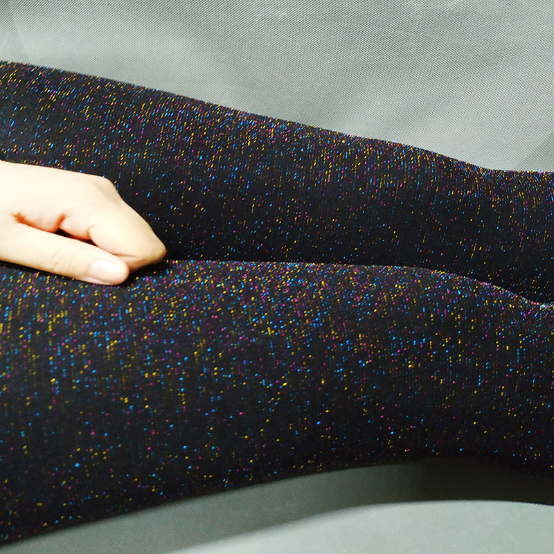 透七彩色丝打底裤女竖条纹踩脚