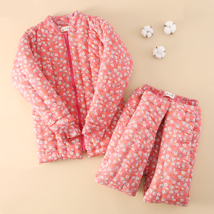 防寒棉袄居家 女士冬加厚棉服妈妈奶奶修身 纯手工棉花棉衣棉裤 套装