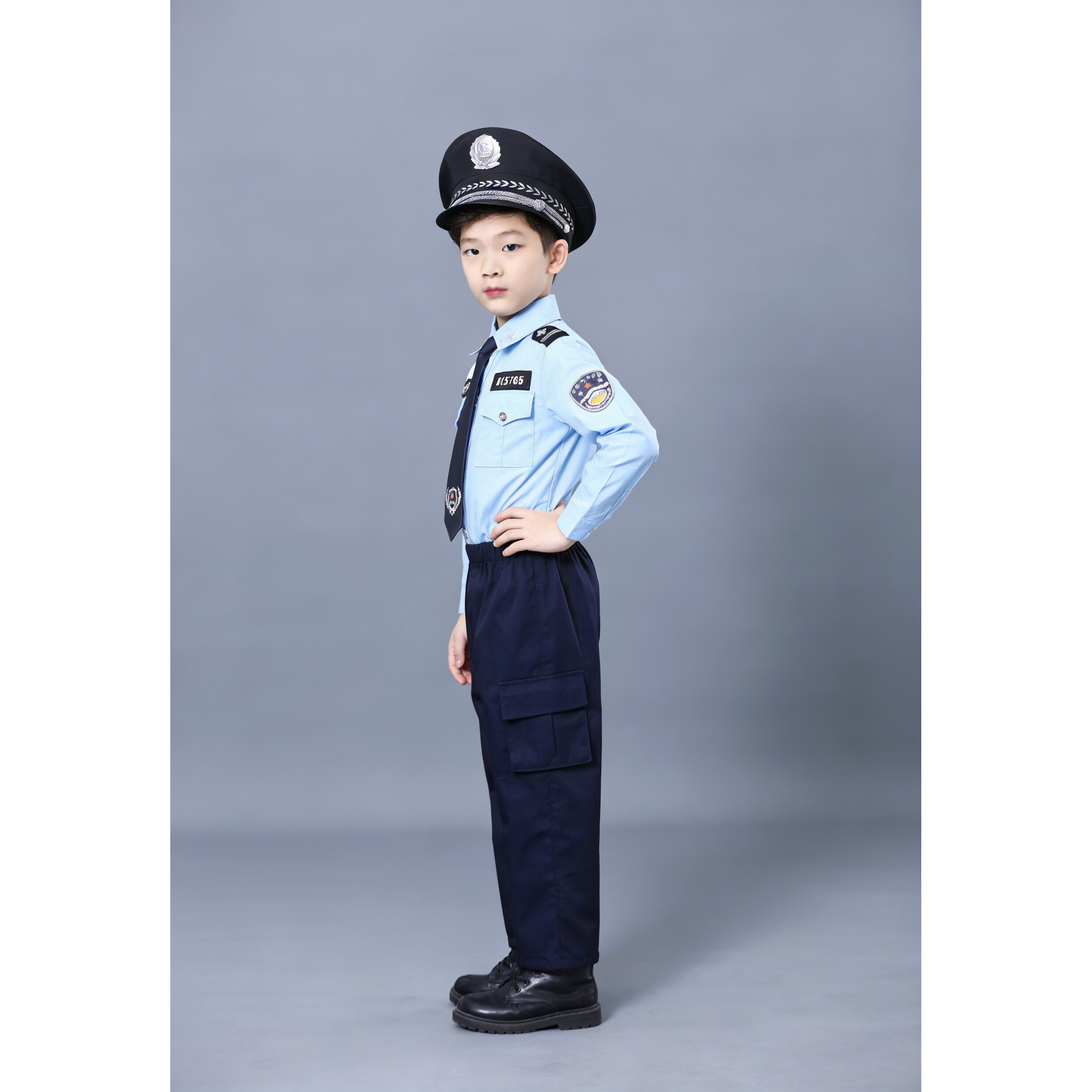 儿童警察服男童制服套装舞台表演角色扮演小交警演出服