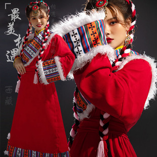 新款藏族服装成人女款藏服舞蹈演出服饰藏袍少数民族长袍新款服饰