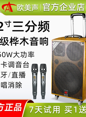 欧美声512V户外k歌家用唱歌音响专业演出大功率高端移动拉杆音箱