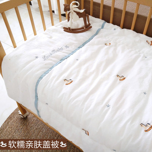 纯棉A类新生儿加厚卡通盖被