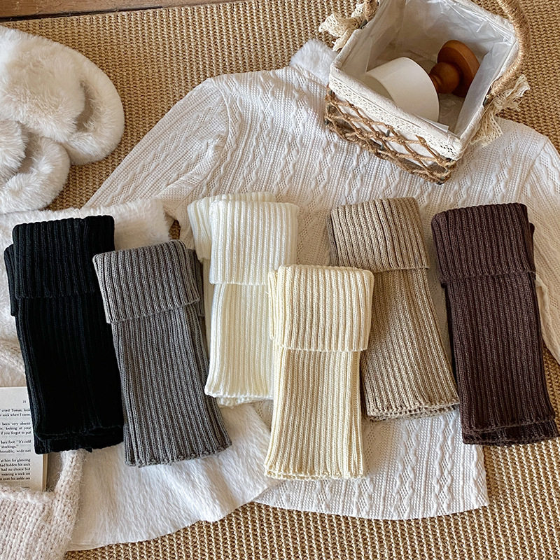 袜套女翻边毛线堆堆袜秋冬粗针加厚灰色保暖韩系y2k辣妹百搭中筒