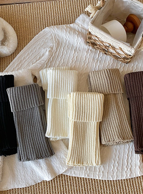 袜套女翻边毛线堆堆袜秋冬粗针加厚灰色保暖韩系y2k辣妹百搭中筒