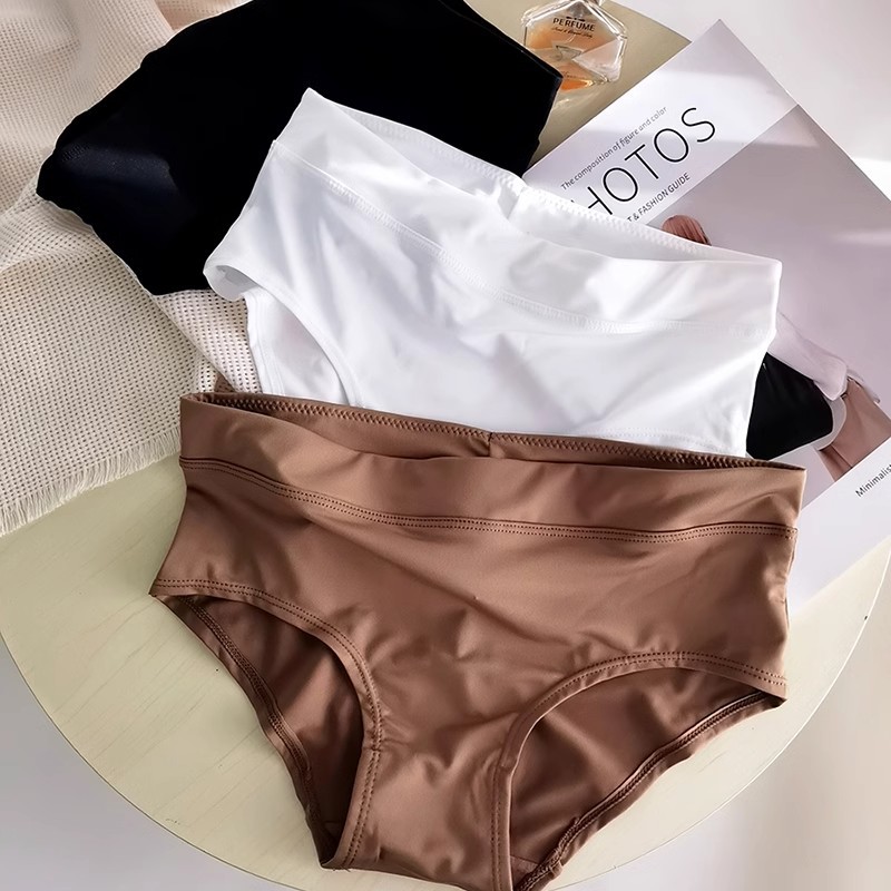 冰丝凉感透气无痕内裤女简约纯色运动风速干提臀舒适少女三角裤头