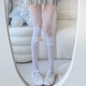 纯欲洛丽塔蝴蝶结中筒袜日系jk袜夏季 堆堆袜玛丽珍木耳边网袜 薄款