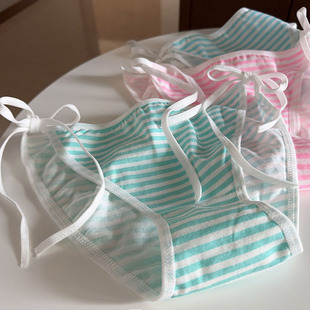 fufufwfufu绑带内裤可解 蓝白内裤胖次系带萌软妹二次元内裤 C007