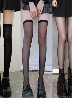 过膝袜春夏季薄款天鹅绒袜子女白丝袜长筒黑色jk大腿高筒ins