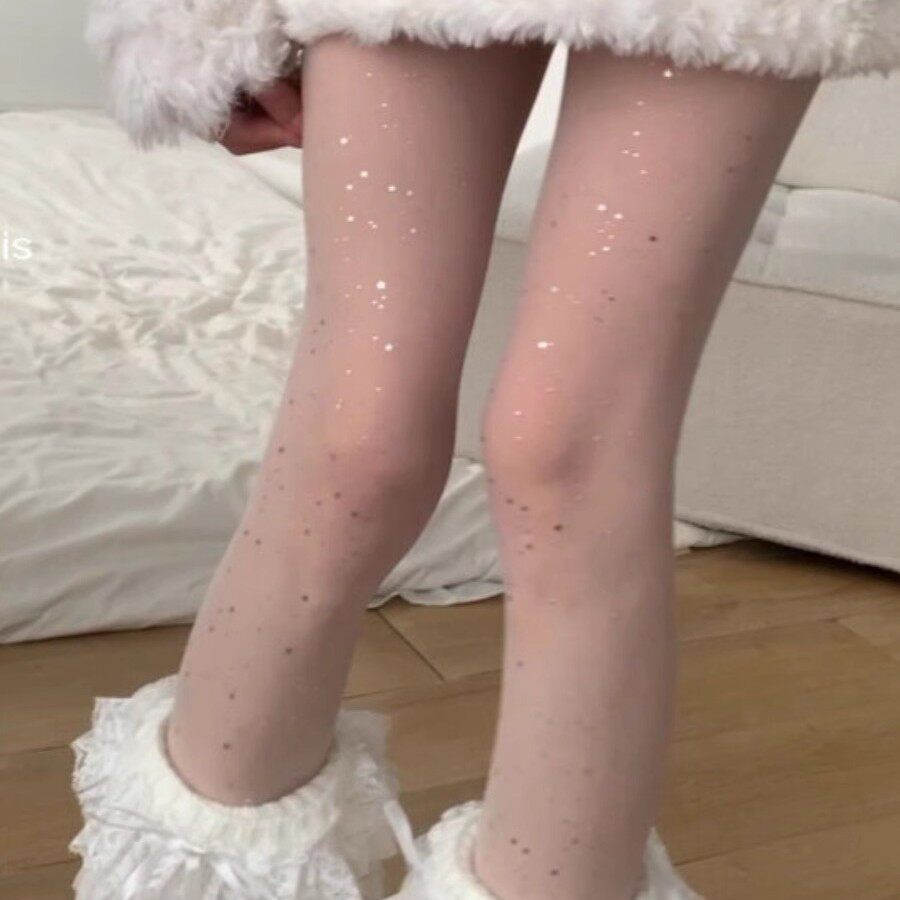 亮片丝袜女超薄款防勾丝肤色带钻辣妹蝴蝶结夏季5D隐形肤色连裤袜