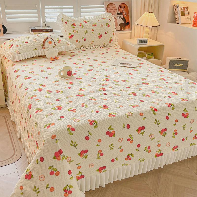 秋冬加绒床盖三件套床罩单件床垫保护罩学生宿舍1.8米床褥家用