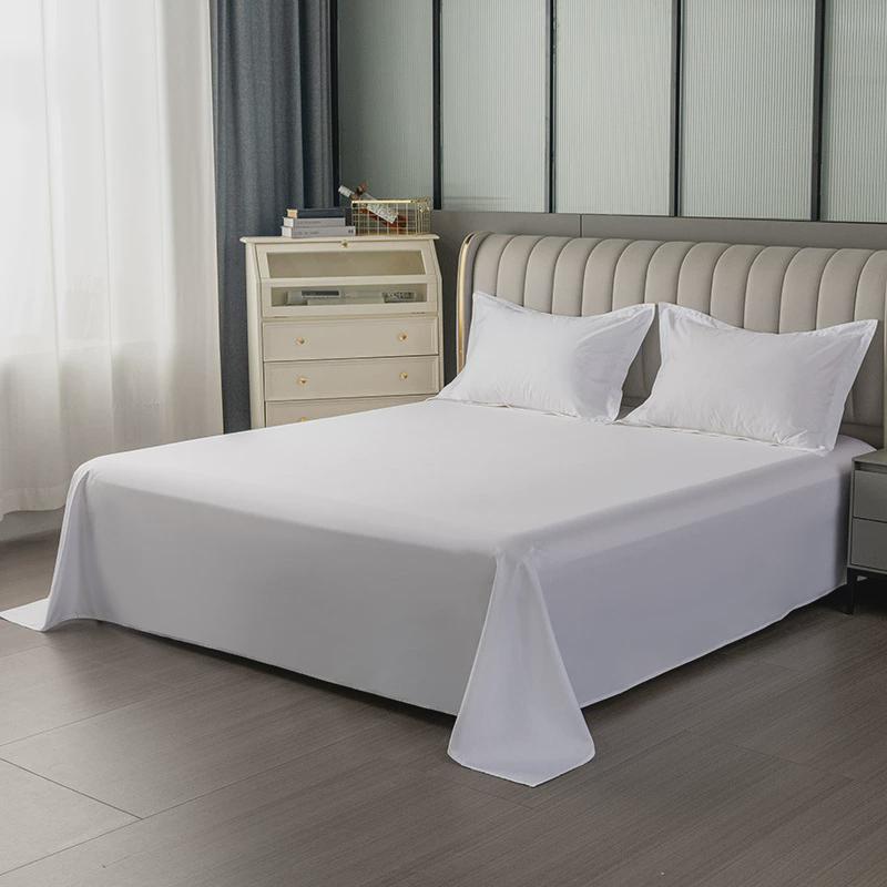 60s白色酒店布草酒店四件套贡缎民宿被套床单枕套宾馆床上用品