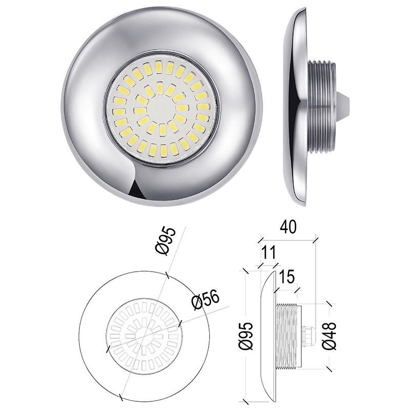 304/316l不锈钢土建池水下灯游泳池玻璃亚克力灯12vled七彩水底灯