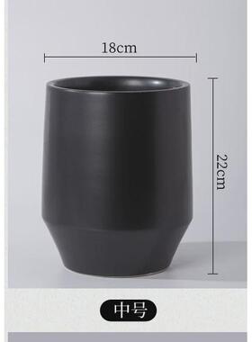 家居景德镇陶瓷花瓶三件套新中式桌面创意工艺品摆件黑色干花花插