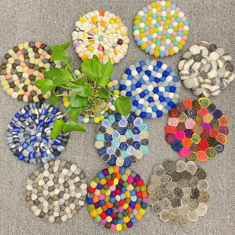 洋手艺工厂店 尼泊尔羊毛毡ins餐垫隔热垫砂锅垫20cm家居软装防烫