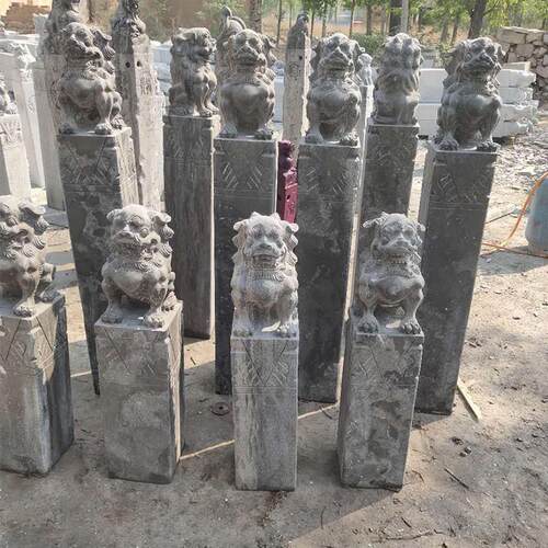 石雕仿古石狮子拴马桩招财做中式旧神兽栓马柱庭院装饰门口摆件