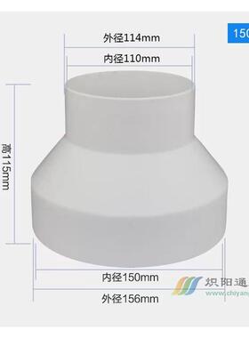 125/160/180/200管道变径圈PVC大小头110通风管道转接头150/100mm