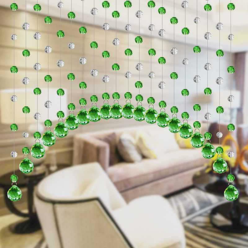 玄关屏风水晶隔断帘子挂帘半门帘挂饰客厅轻奢珠帘卧室免打孔新款