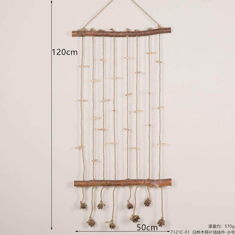 创意照片墙原木手工麻绳装饰幼儿园展示挂绳相片班级墙面挂件挂饰