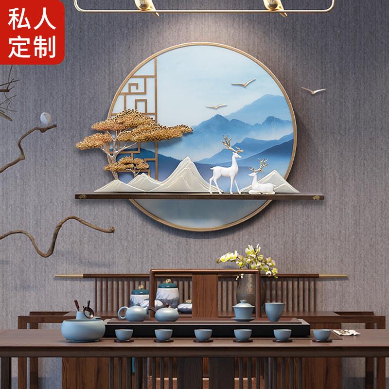 新中式壁饰挂件装饰画餐厅墙面茶室禅意挂画禅意客厅玄关金属壁画